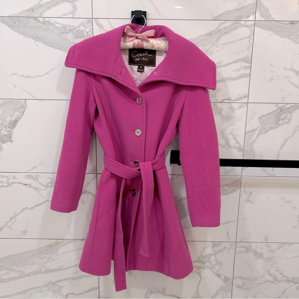 Coach Belted Wool Coat size Medium - Picture 2 of 9